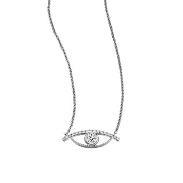 Large Celestial Eye 0.28ct White Diamond Necklace, 18k White Gold