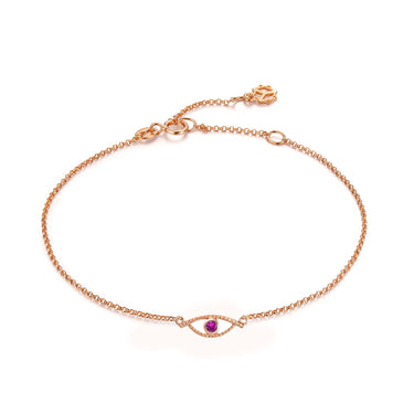 Celestial Eye Pink Sapphire Chain Bracelet, 18K Rose Gold