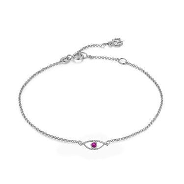 Celestial Eye Pink Sapphire Chain Bracelet, 18K White Gold