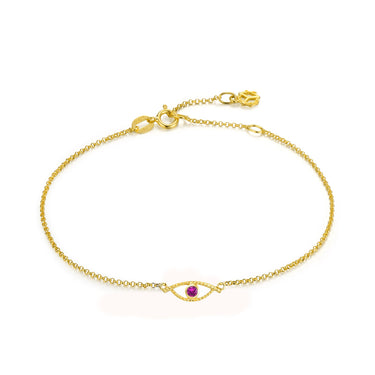 Celestial Eye Pink Sapphire Chain Bracelet, 18K Yellow Gold