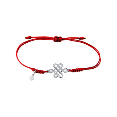 Legacy Eternal Knot 0.16ct White Diamond Thread Bracelet, Red