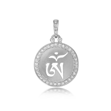 OM Mini Concave 0.30ct Diamond Medium Pendant, 18k White Gold
