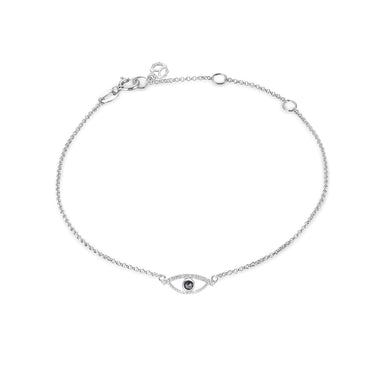 Celestial Eye Diamond Trim White Gold Bracelet, Black Diamond