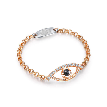 Celestial Eye Diamond Trim Rose Gold Chain Ring, Black Diamond
