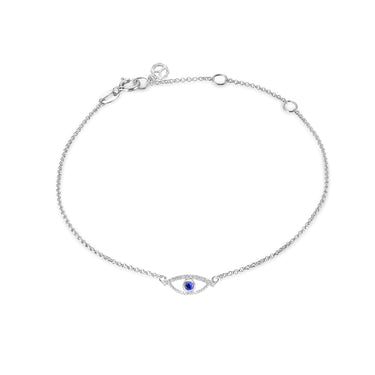 Celestial Eye Diamond Trim White Gold Bracelet, Blue Sapphire