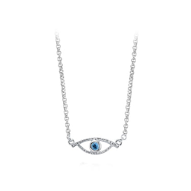 Celestial Eye Sterling Silver Necklace, Blue Topaz