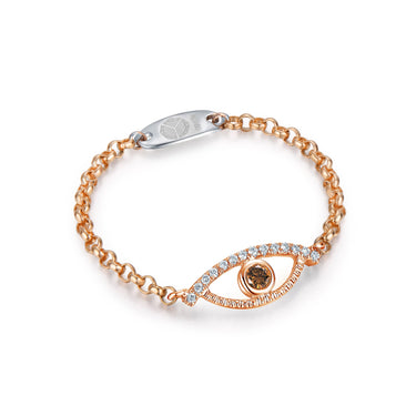 Celestial Eye Diamond Trim Rose Gold Chain Ring, Fancy Brown Diamond