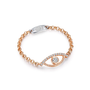 Celestial Eye Diamond Trim Rose Gold Chain Ring, White Diamond