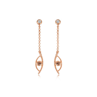 Celestial Eye Fancy White & Fancy Brown Diamond Earrings, Brown Diamond