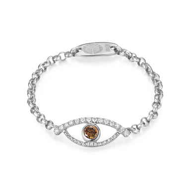 Celestial Eye Diamond Trim White Gold Chain Ring, Fancy Brown Diamond