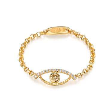 Celestial Eye Diamond Trim Yellow Gold Chain Ring, Fancy Color Diamond