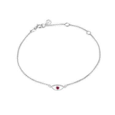 Celestial Eye Diamond Trim White Gold Bracelet, Ruby