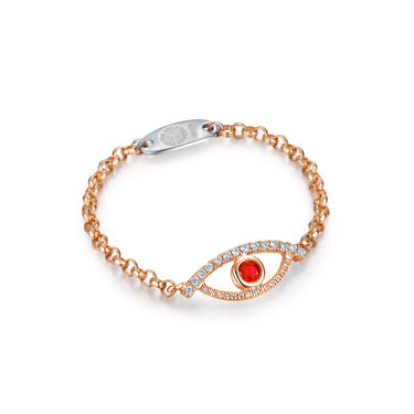 Celestial Eye Diamond Trim Rose Gold Chain Ring, Ruby