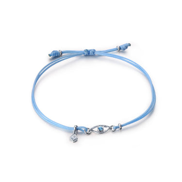 Celestial Eye Yellow Gold Threaded Bracelet, Blue Topaz