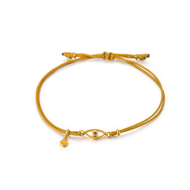 Celestial Eye Yellow Gold Threaded Bracelet, Fancy Brown Diamond