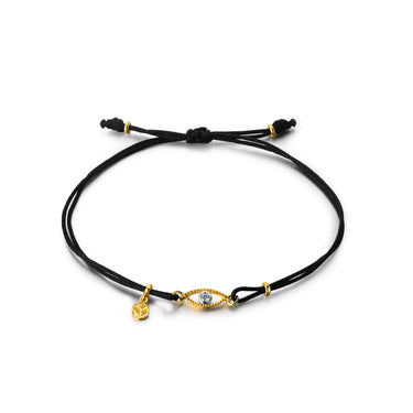 Celestial Eye Yellow Gold Threaded Bracelet, White Diamond