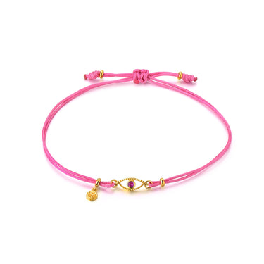 Celestial Eye Yellow Gold Threaded Bracelet, Pink Sapphire
