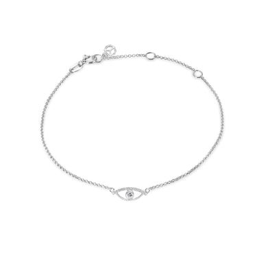 Celestial Eye Diamond Trim White Gold Bracelet, White Diamond