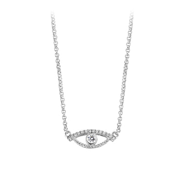 Celestial Eye Diamond Trim White Gold Necklace, White Diamond