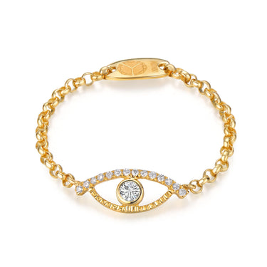 Celestial Eye Diamond Trim Yellow Gold Chain Ring, White Diamond