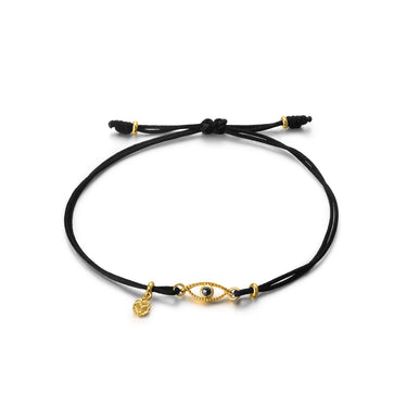 Celestial Eye Yellow Gold Threaded Bracelet, Black DIamond