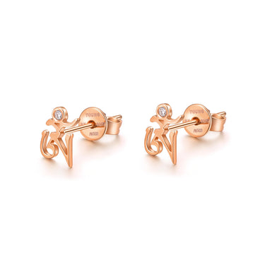 OM 0.02ct Diamond Ear Studs, 18k Rose Gold