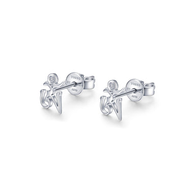 OM 0.02ct Diamond Ear Studs, 18k White Gold