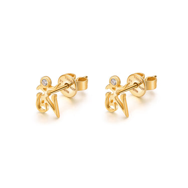 OM 0.02ct Diamond Ear Studs, 18k Yellow Gold