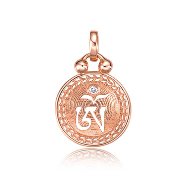 OM Mini Concave 0.01ct Diamond Small Pendant, 18k Rose Gold