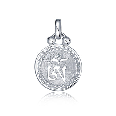 OM Mini Concave 0.01ct Diamond Small Pendant, 18k White Gold