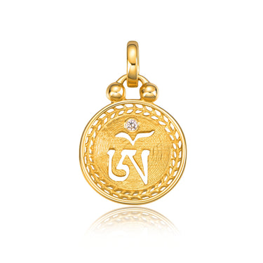 OM Mini Concave 0.01ct Diamond Small Pendant, 18k Yellow Gold