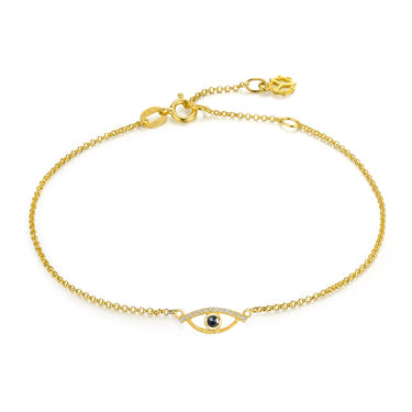Celestial Eye Diamond Trim Yellow Gold Bracelet, Black Diamond