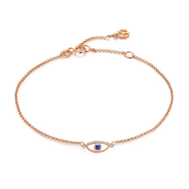 Celestial Eye Diamond Trim Rose Gold Bracelet, Blue Sapphire