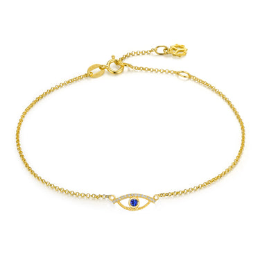 Celestial Eye Diamond Trim Yellow Gold Bracelet, Blue Sapphire
