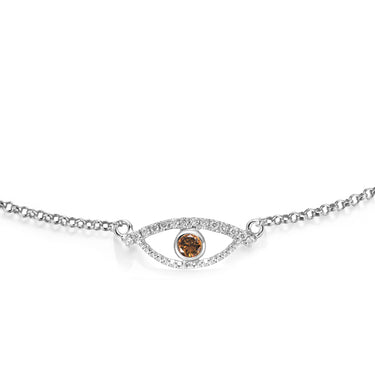 Celestial Eye Diamond Trim White Gold Bracelet, Fancy Brown Diamond