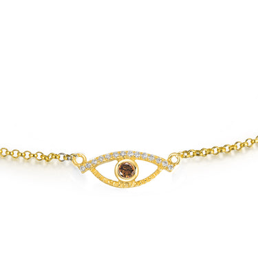 Celestial Eye Diamond Trim Yellow Gold Bracelet, Fancy Brown Diamond