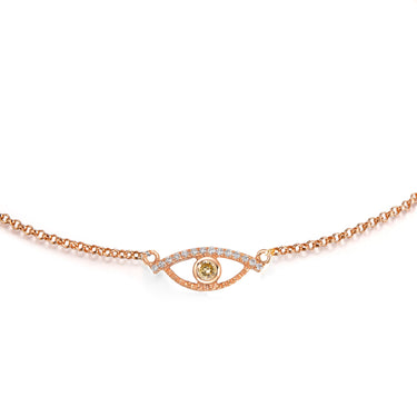 Celestial Eye Diamond Trim Rose Gold Bracelet, Fancy Color Diamond