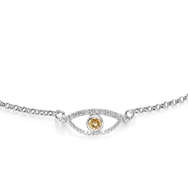 Celestial Eye Diamond Trim White Gold Bracelet, Fancy Color Diamond
