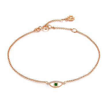 Celestial Eye Diamond Trim Rose Gold Bracelet, Green Garnet