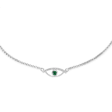 Celestial Eye Diamond Trim White Gold Bracelet, Green Garnet