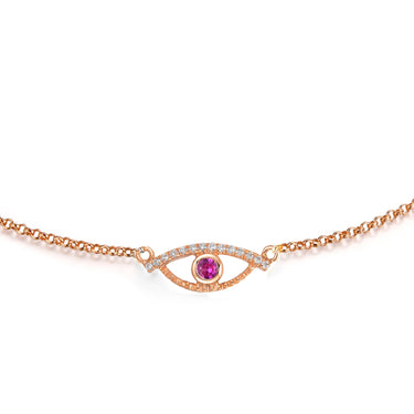 Celestial Eye Diamond Trim Rose Gold Bracelet, Pink Sapphire