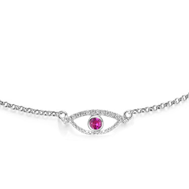 Celestial Eye Diamond Trim White Gold Bracelet, Pink Sapphire