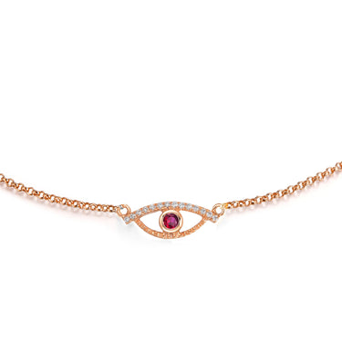 Celestial Eye Diamond Trim Rose Gold Bracelet, Ruby