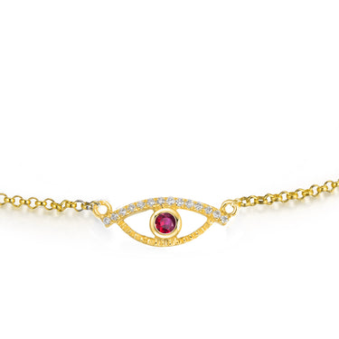 Celestial Eye Diamond Trim Yellow Gold Bracelet, Ruby
