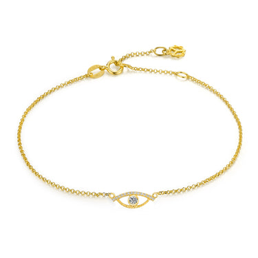 Celestial Eye Diamond Trim Yellow Gold Bracelet, White Diamond
